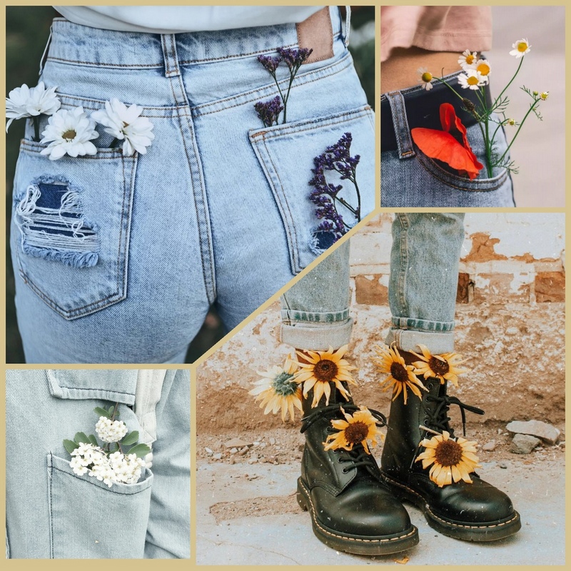 How to beautifully photograph flowers in the pocket of clothes and shoes