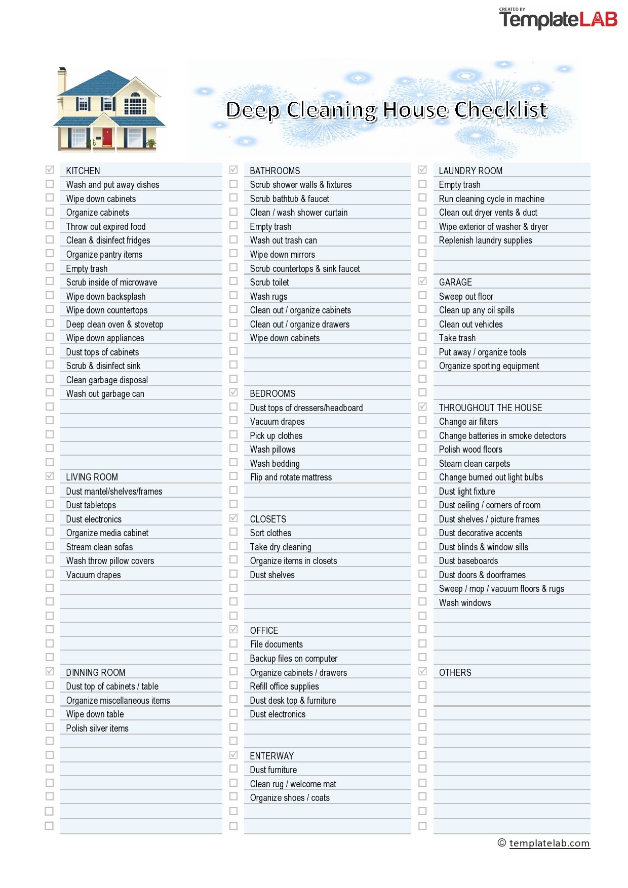 download general cleaning checklist