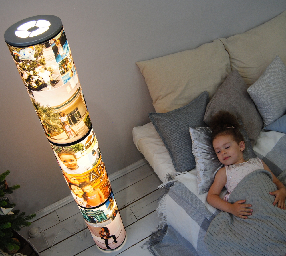 big floor lamp with photos