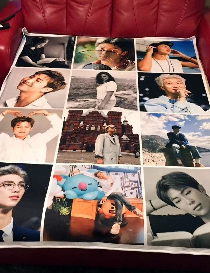 blanket with bts photo collage
